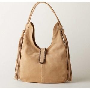 Sundance made in Italy suede shoulder bag with fringe. tan/light brown purse